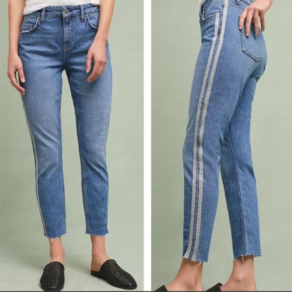 Pilcro and the Letterpress Denim - Anthropologie Women’s High Rise Slim Straight Jean with Racer Stripe